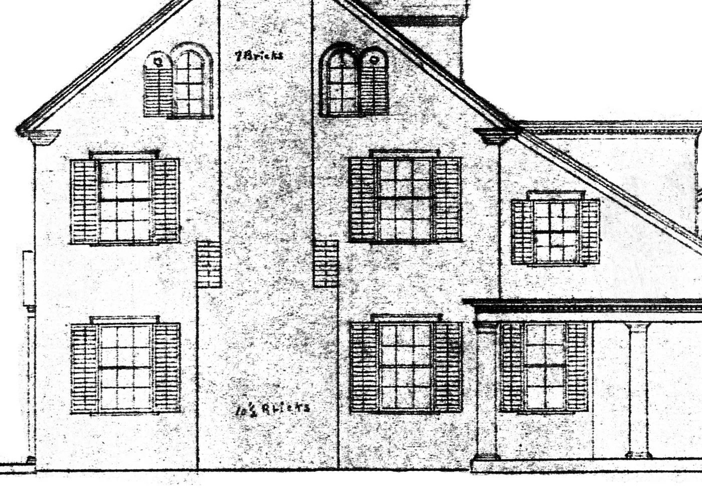 Architectural elevation drawing of a house